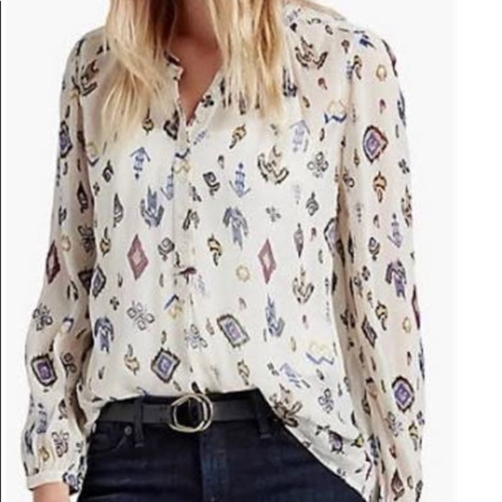 Lucky Brand Southwest Print Sheer Top NWT
